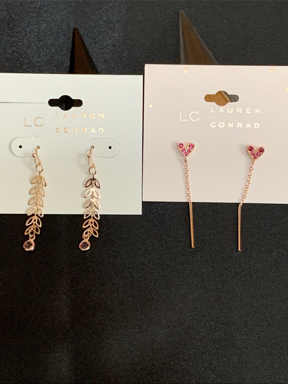 NWT LC Lauren Conrad 2 pair set of rose gold tone earrings